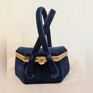 Elegant Navy Vintage Velvet Handbag